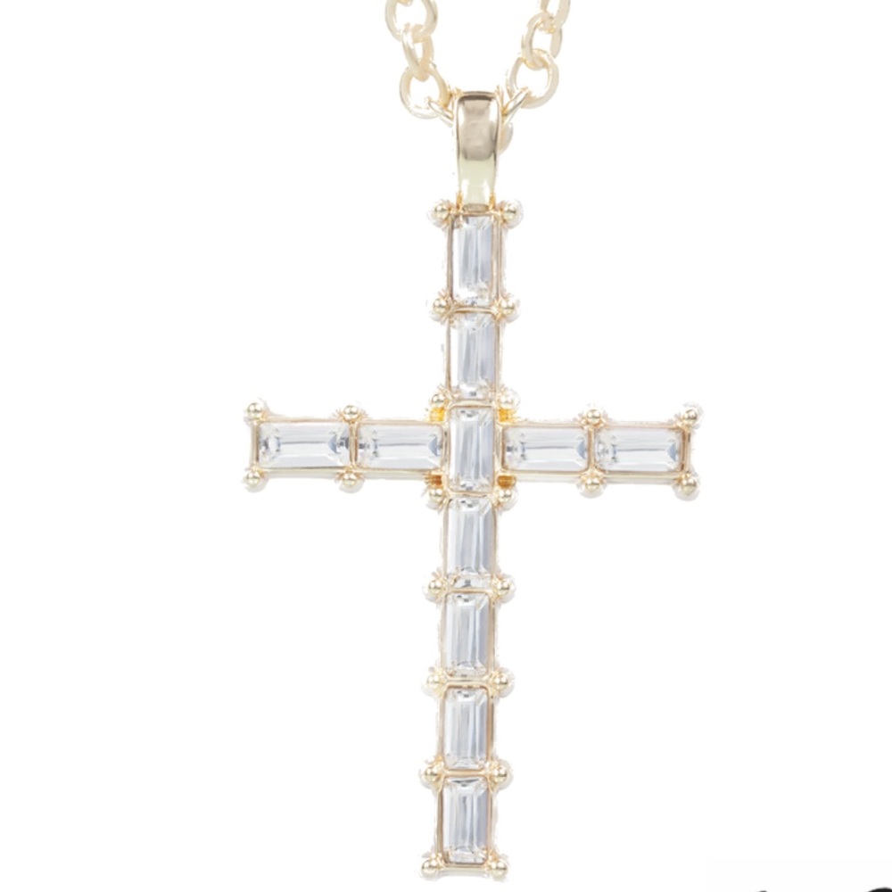🆕Gorgeous baguette crystal cross necklace NEW
